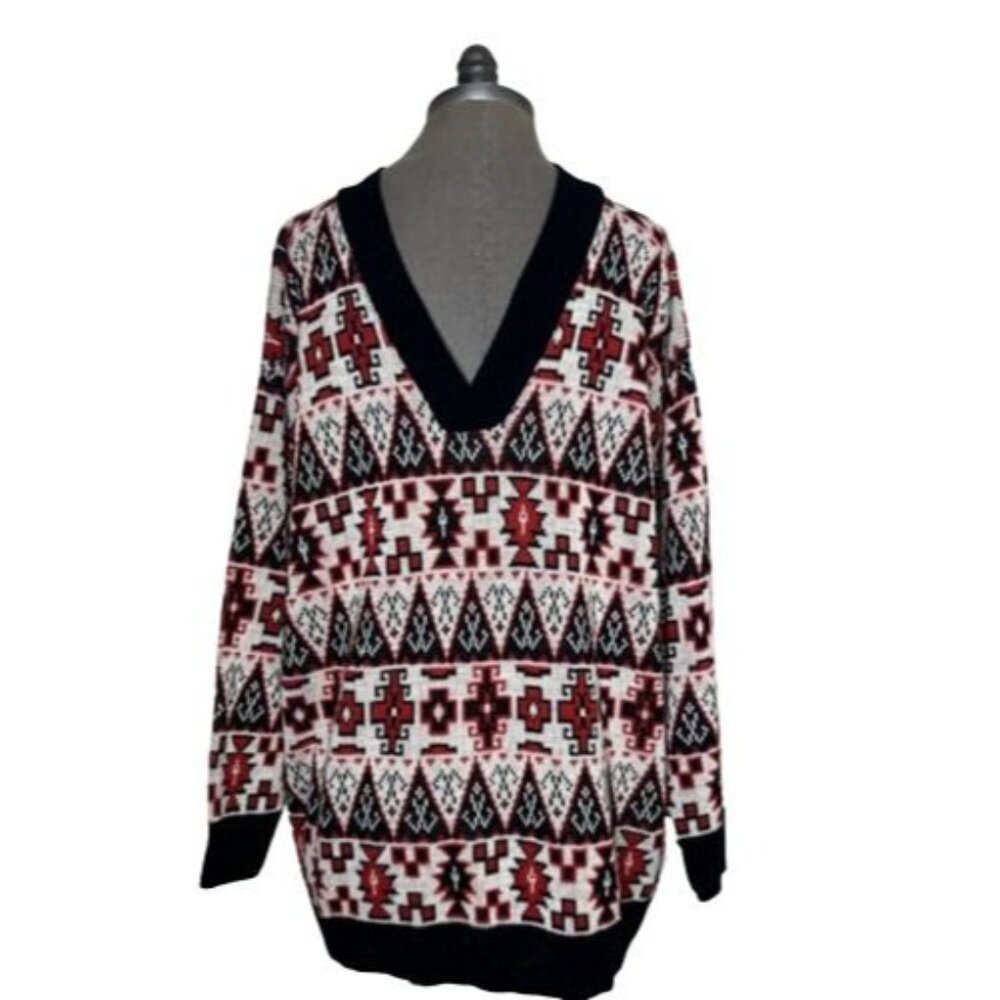 Vintage Pierre Cardin Sweater Adult L Chunky Knit Colorful Aztec